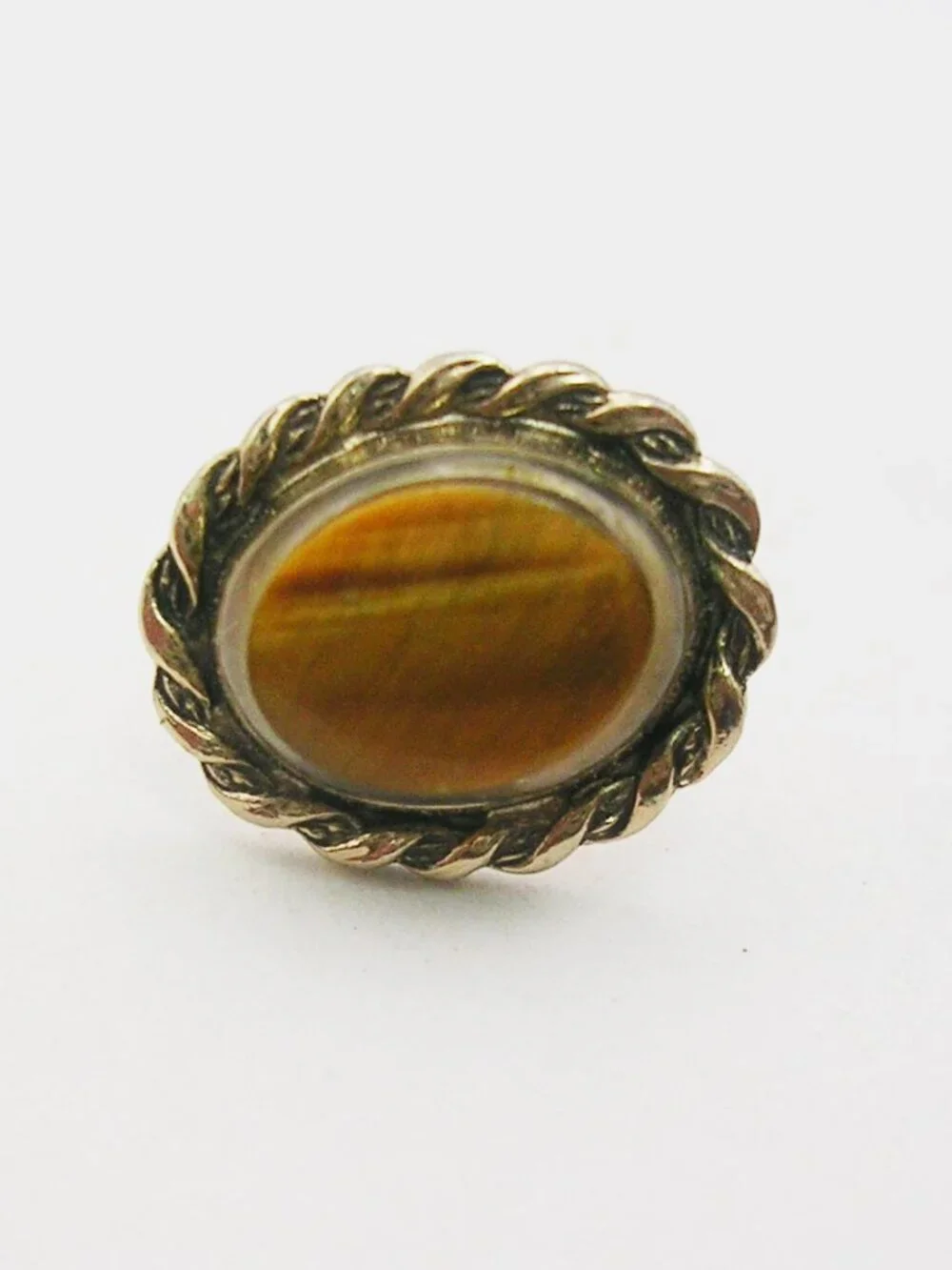 Tie Tack genuine Tiger Eye Gemstone vintage Necktie Pin with Chain Formal Wear